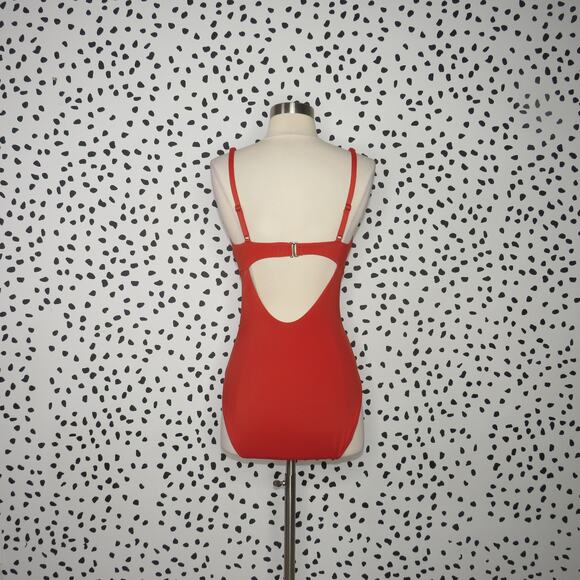 Andie Red The Tahiti Open Back V-Neck One Piece Swimsuit - Picture 8 of 12